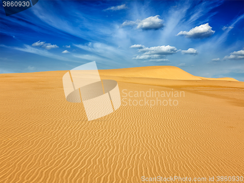 Image of Desert sand dunes on sunrise