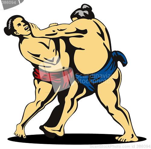 Image of Sumo wrestlers fighting