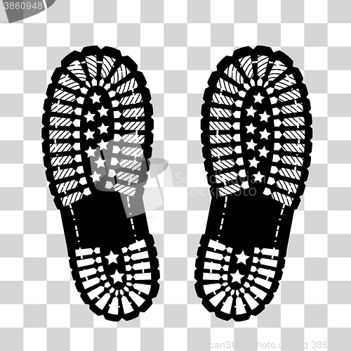 Image of Shoe print on chekered background