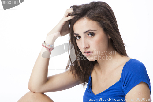 Image of portrait of a beautiful young short haired woman