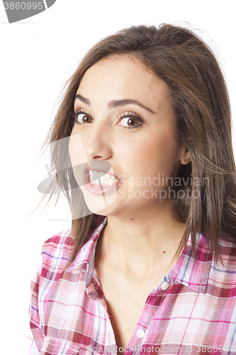 Image of portrait of a beautiful young short haired woman