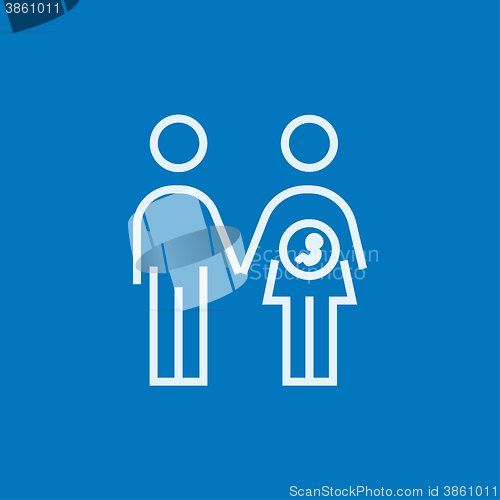 Image of Husband with pregnant wife line icon.