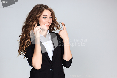 Image of The young woman\'s portrait with happy emotions