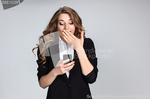Image of The young woman\'s portrait with happy emotions