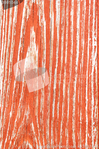 Image of Painted in red old wooden desk