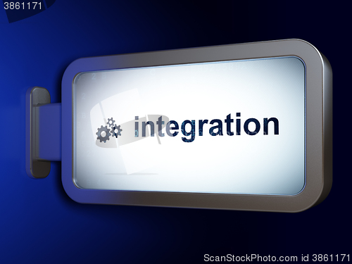 Image of Business concept: Integration and Gears on billboard background