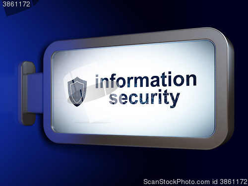 Image of Privacy concept: Information Security and Shield on billboard background