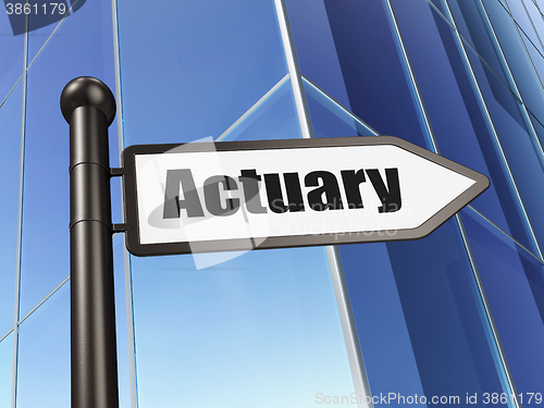 Image of Insurance concept: sign Actuary on Building background