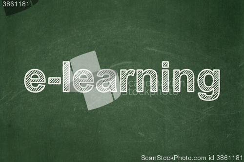 Image of Learning concept: E-learning on chalkboard background