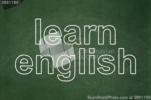 Image of Studying concept: Learn English on chalkboard background