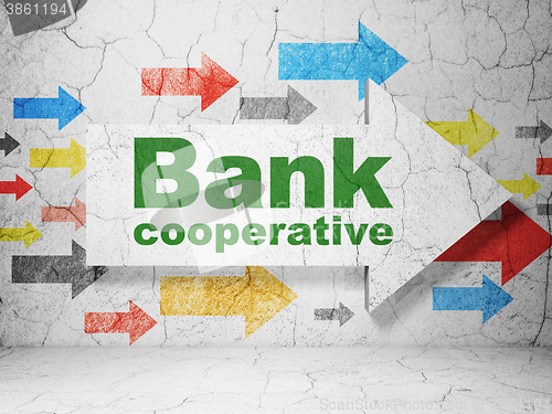 Image of Money concept: arrow with Bank Cooperative on grunge wall background