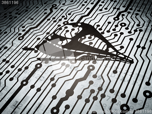 Image of Travel concept: circuit board with Train
