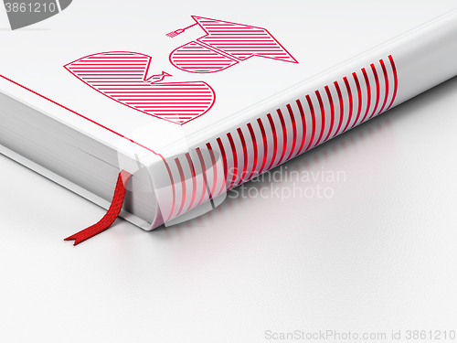 Image of Education concept: closed book, Student on white background