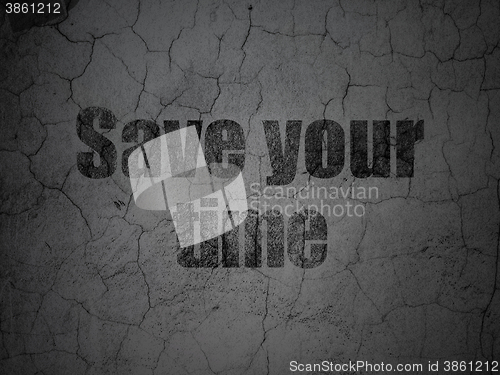 Image of Timeline concept: Save Your Time on grunge wall background