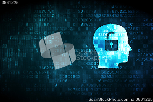 Image of Business concept: Head With Padlock on digital background
