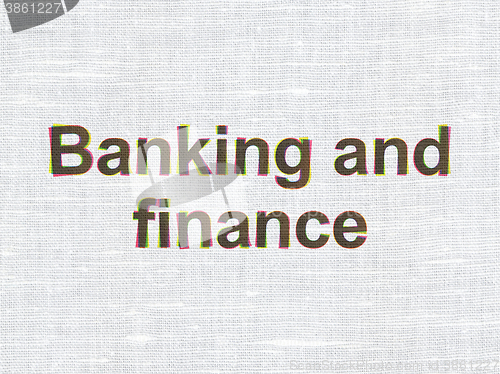 Image of Currency concept: Banking And Finance on fabric texture background