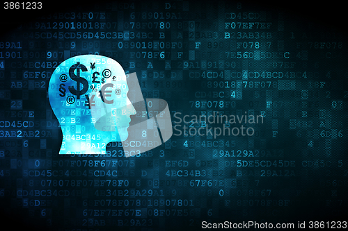 Image of Business concept: Head With Finance Symbol on digital background