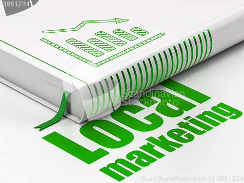 Image of Advertising concept: book Decline Graph, Local Marketing on white background