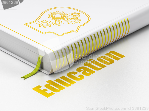 Image of Education concept: book Head With Gears, Education on white background