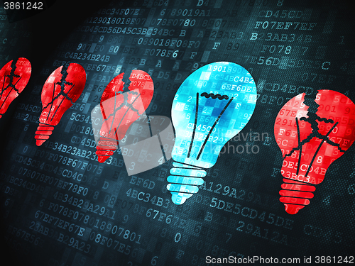 Image of Finance concept: Lightbulb on digital background