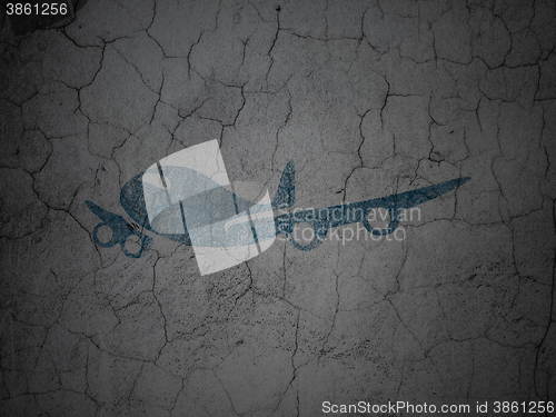 Image of Travel concept: Airplane on grunge wall background