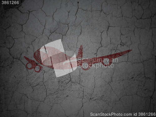 Image of Tourism concept: Airplane on grunge wall background