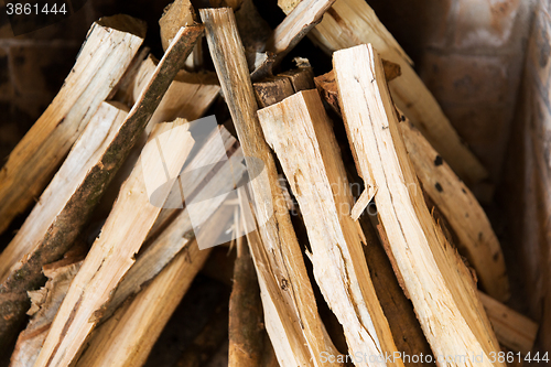 Image of close up of firewood in fireplace