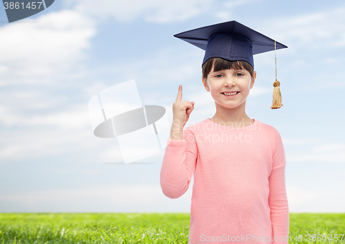 Image of happy girl in bachelor hat or mortarboard