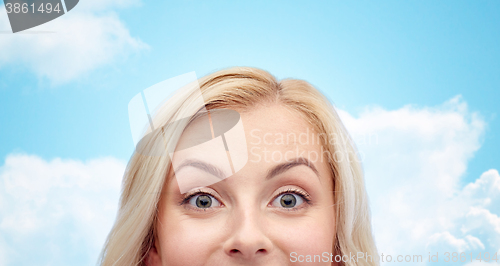 Image of happy young woman or teenage girl face