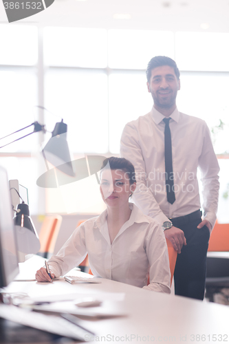 Image of portrait of business couple at office