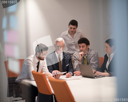 Image of business people group on meeting at modern startup office