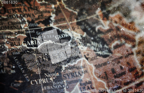 Image of Turkey map on vintage crack paper background