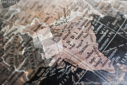 Image of India map on vintage crack paper background