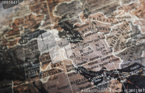 Image of Iran map on vintage crack paper background