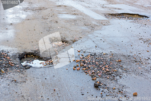 Image of Holes in asphalt road