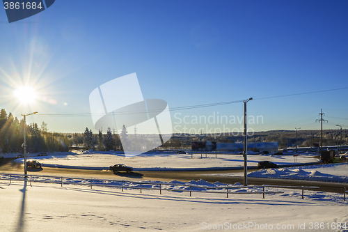 Image of Cars on snowy winter road