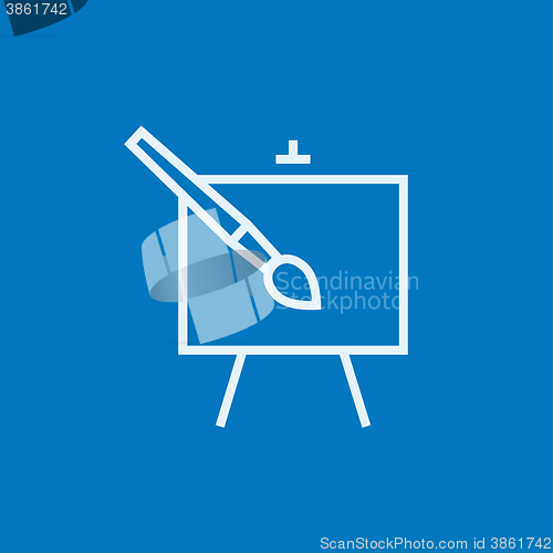 Image of Easel and paint brush line icon.