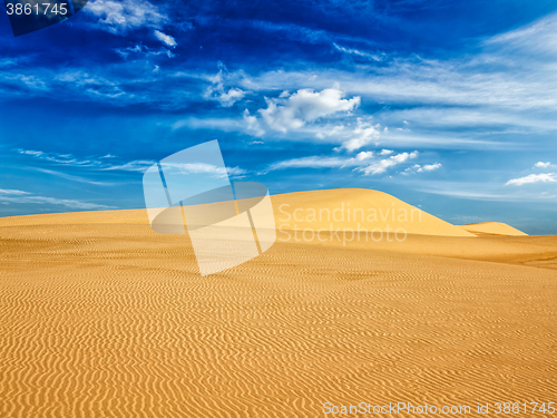 Image of Desert sand dunes on sunrise