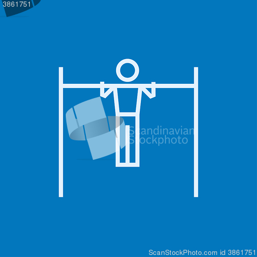 Image of Gymnast exercising on bar line icon.