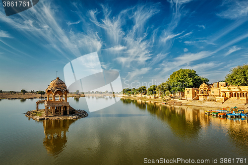 Image of Indian landmark Gadi Sagar in Rajasthan