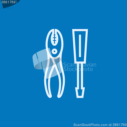 Image of Screwdriver with pliers line icon.