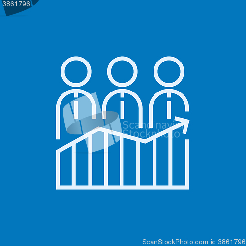 Image of Businessmen standing on profit graph line icon.