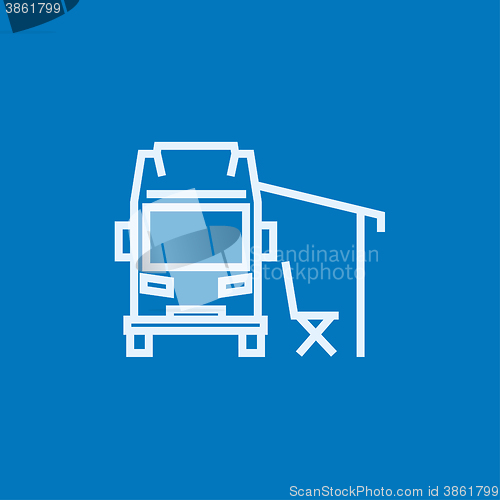 Image of Motorhome with tent line icon.
