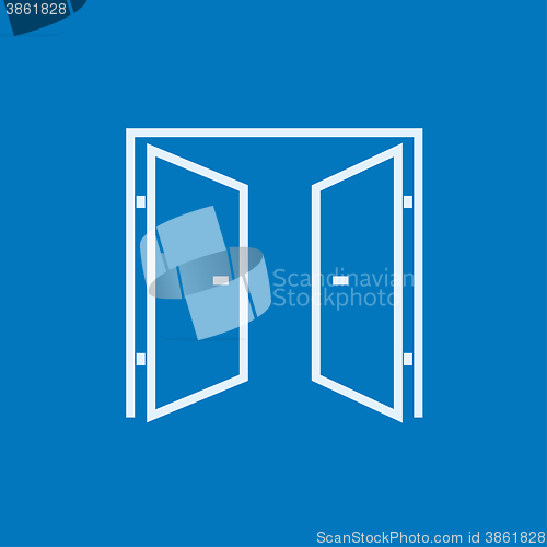 Image of Open doors line icon.