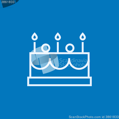 Image of Birthday cake with candles line icon.