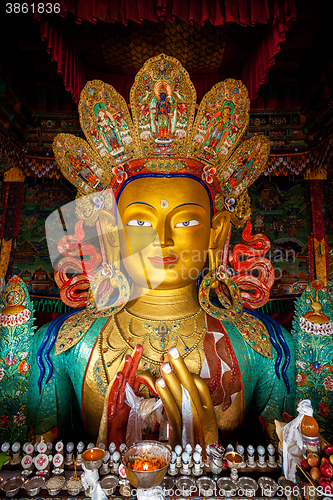 Image of Maitreya Buddha in Thiksey Gompa