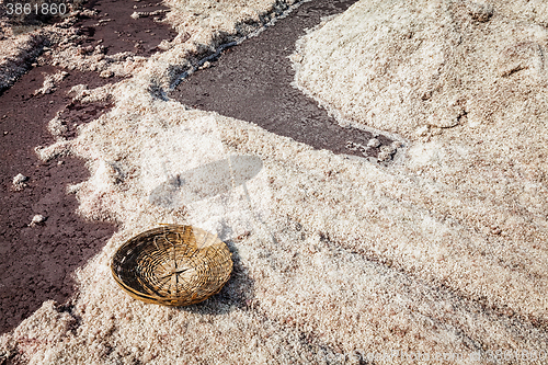 Image of Empty basket at salt mine