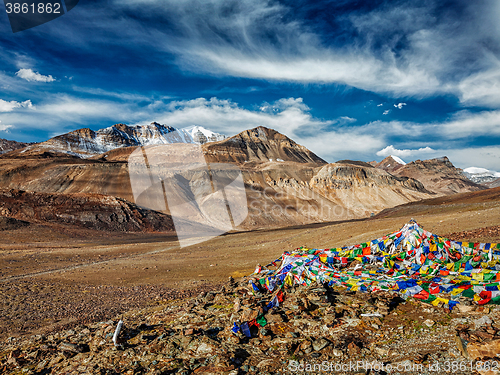 Image of Buddhist prayer flags in Himalayas