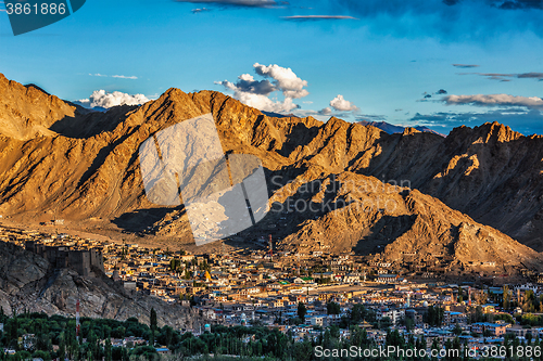 Image of Aerial view of Leh town in Ladakh