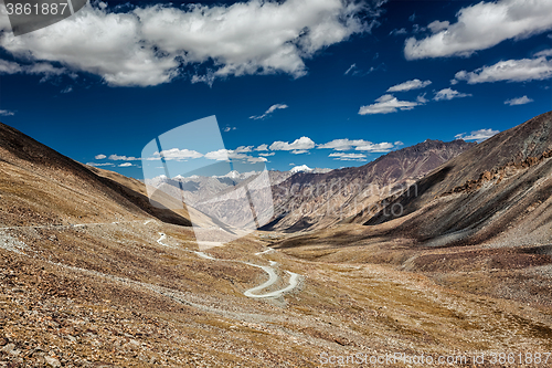 Image of Karakoram Range and road in valley, Ladakh, India